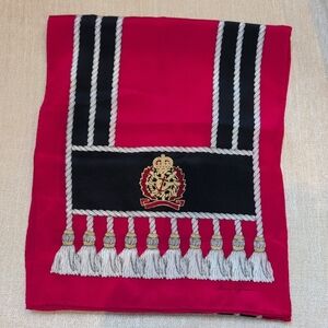 Vintage Ginnie Johansen Red & Navy Silk Scarf with a Nautical Crest Signed